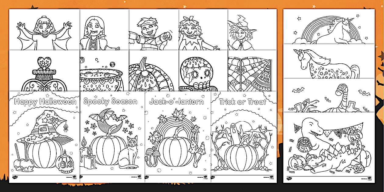 Colouring Worksheets for Halloween - Spooky Colouring Pages
