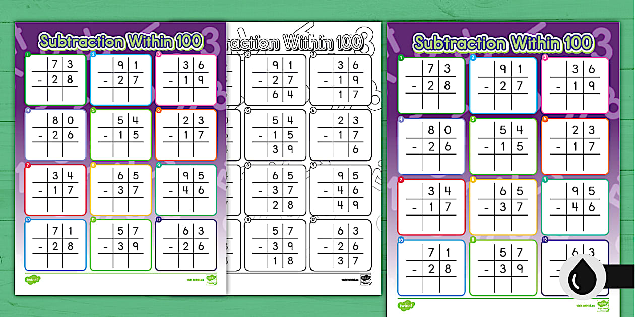 Subtraction Within 100 Activity (teacher made) Twinkl