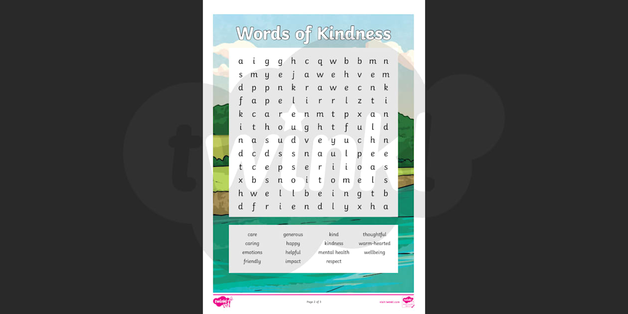 kindness word search printable