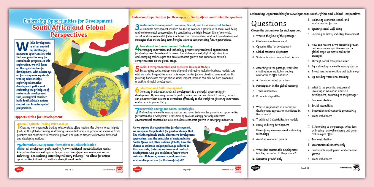 Development in South Africa and a Global Perspective