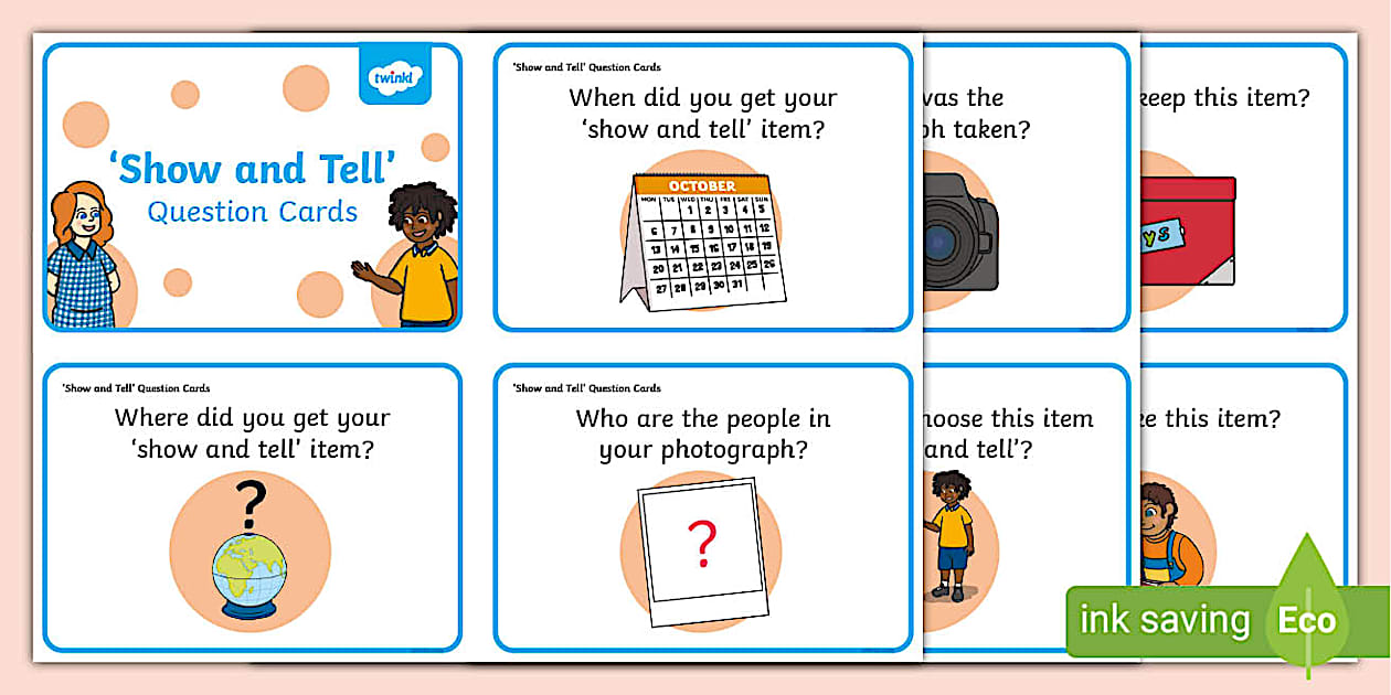 Show and Tell Question Cards (teacher made) - Twinkl