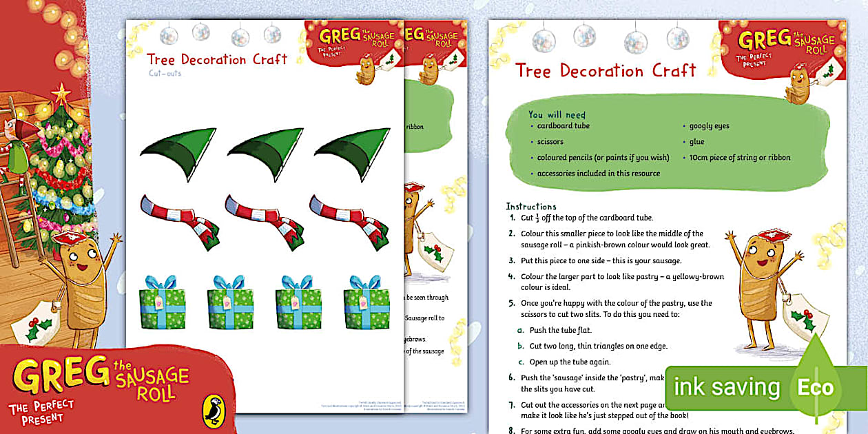 FREE Greg the Sausage Roll: Tree Decoration Craft