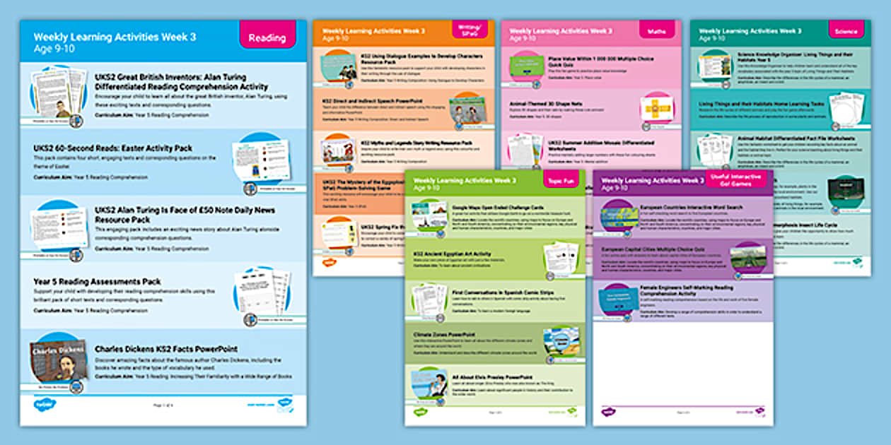 Explore Week Learning Weekly Learning Activities Pack Week 3 Age 9-10 - Twinkl