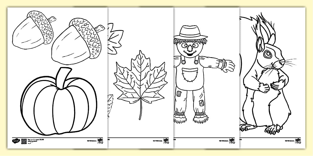 Simple Autumn Colouring Sheets for Toddlers (teacher made)