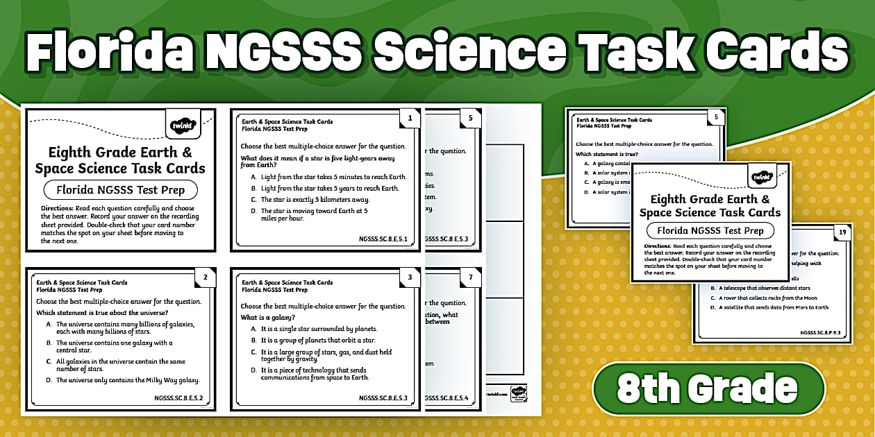 Eighth Grade Earth & Space Science Task Cards | Florida
