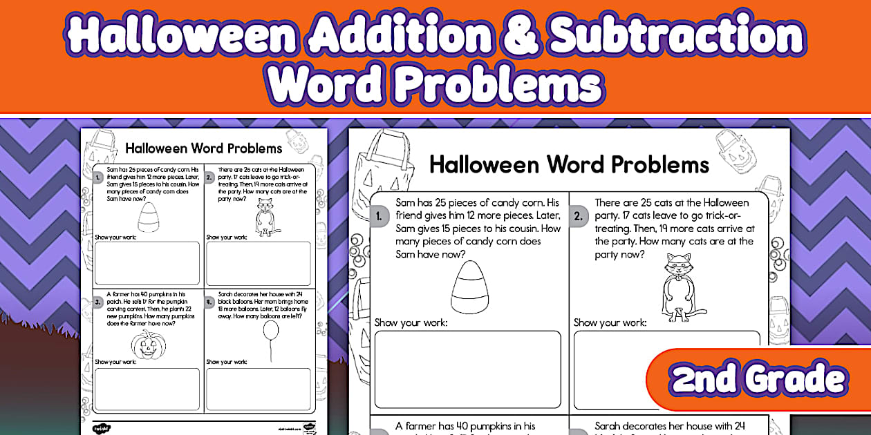 Second Grade Halloween Addition Subtraction Word Problems