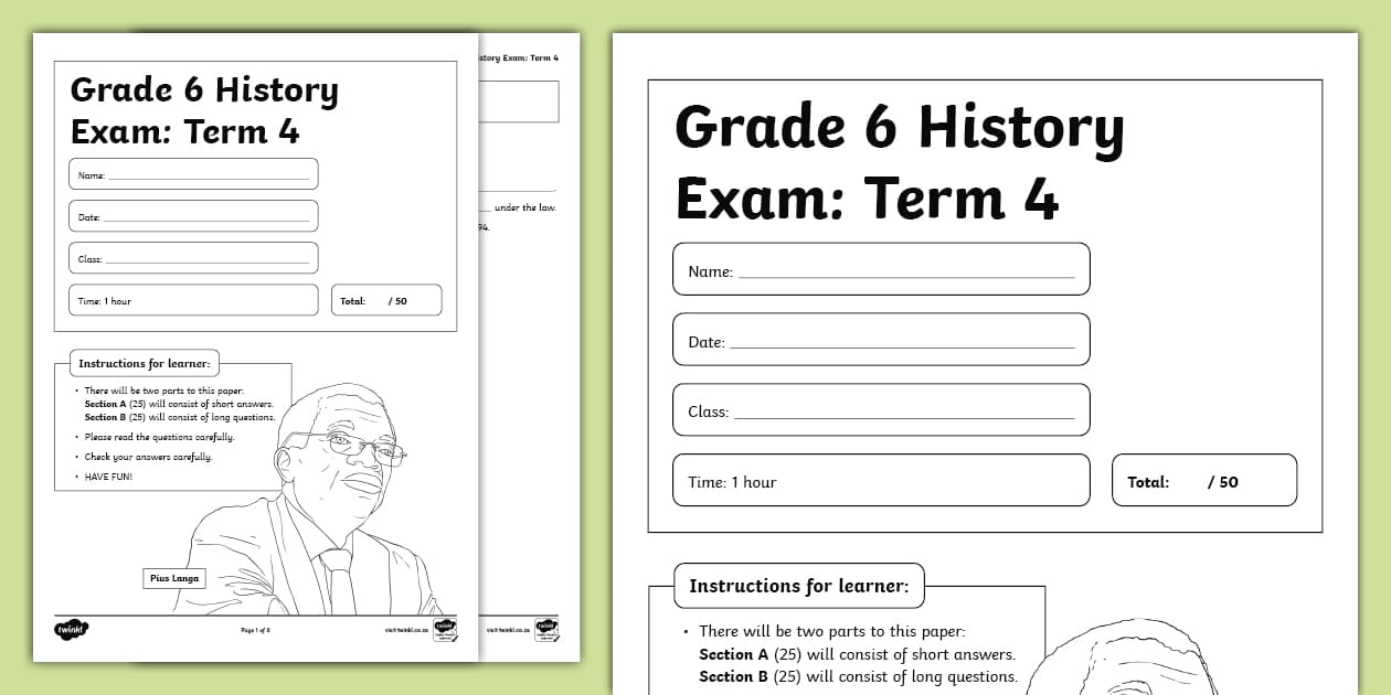 Grade 6 History Term 4 Exam Papers | Twinkl South Africa