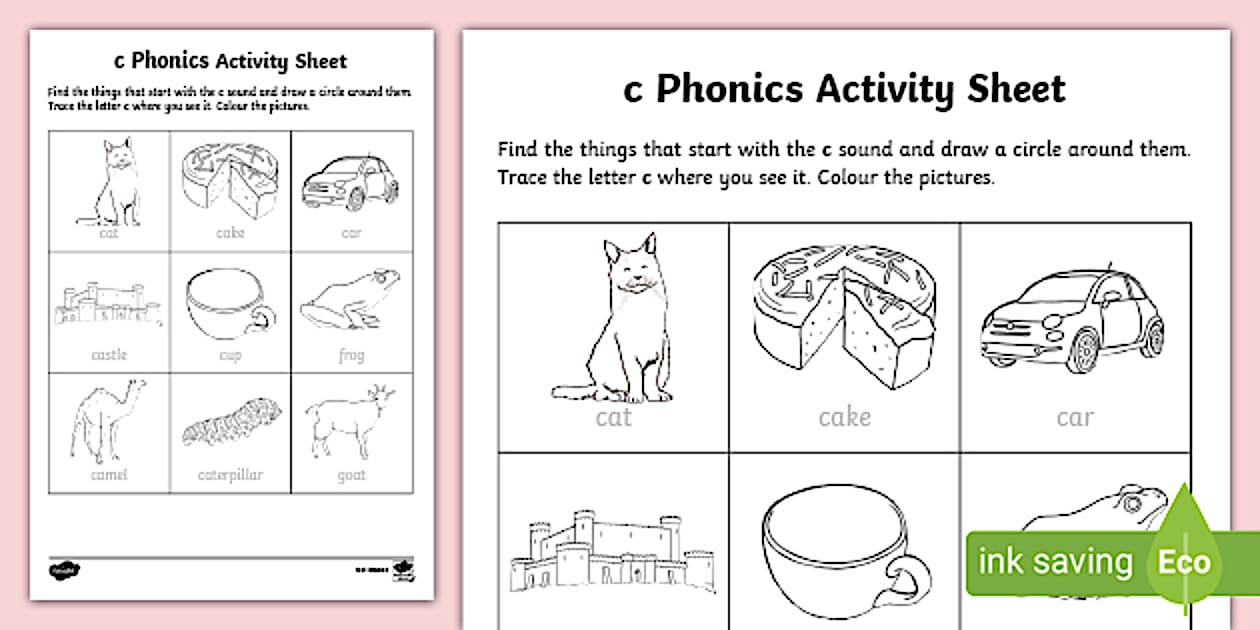 c Phonics sound worksheet- easy to download and print.