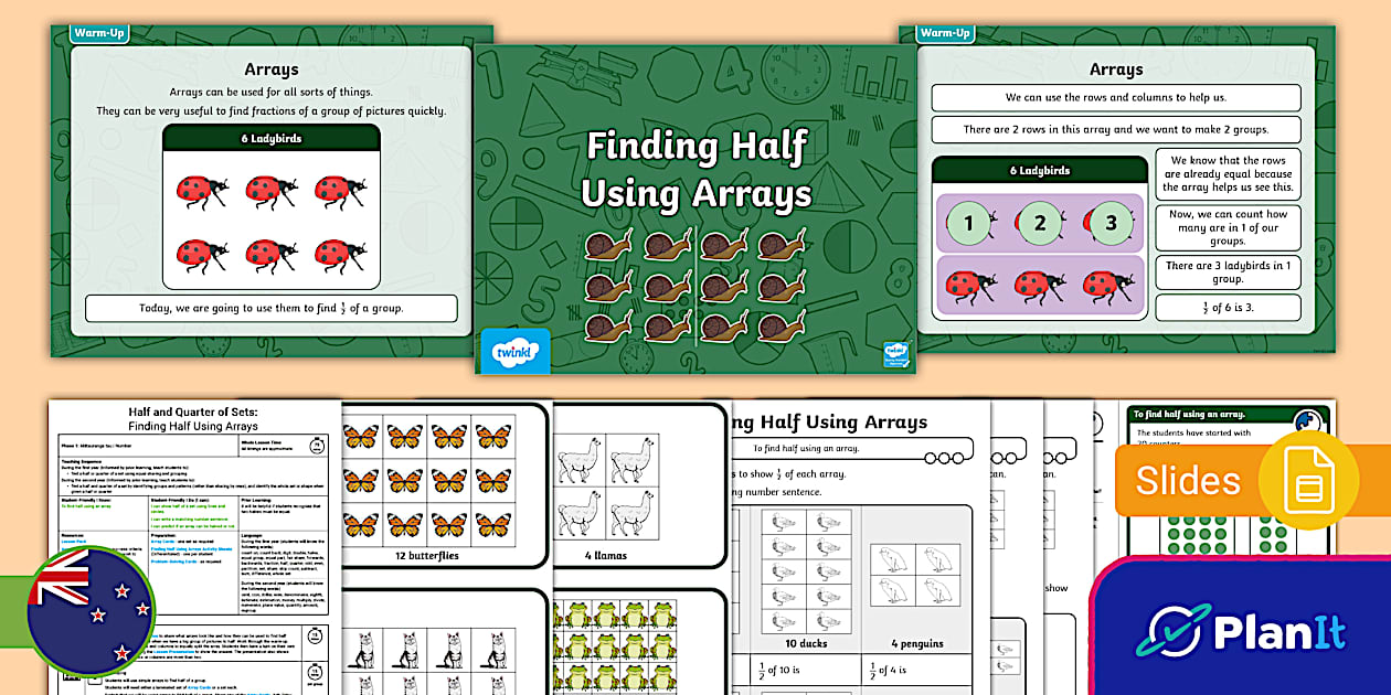 Phase 1 Rational Numbers: Finding Half Using Arrays - Twinkl