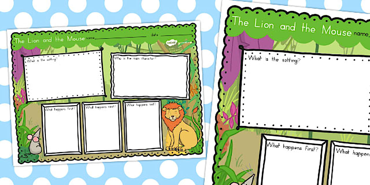 Black And White The Lion And The Mouse Story Review Writing Frame black-and-white-the-lion-and-the-mouse-story-review-writing-frame