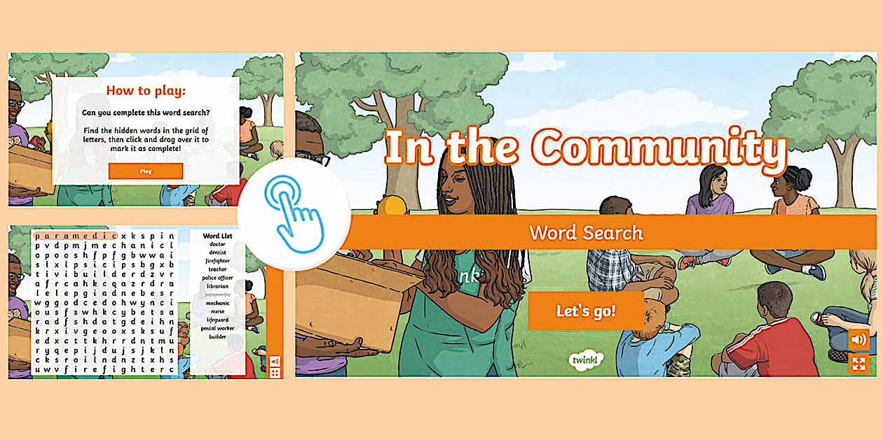 In the Community Interactive Word Search (teacher made)