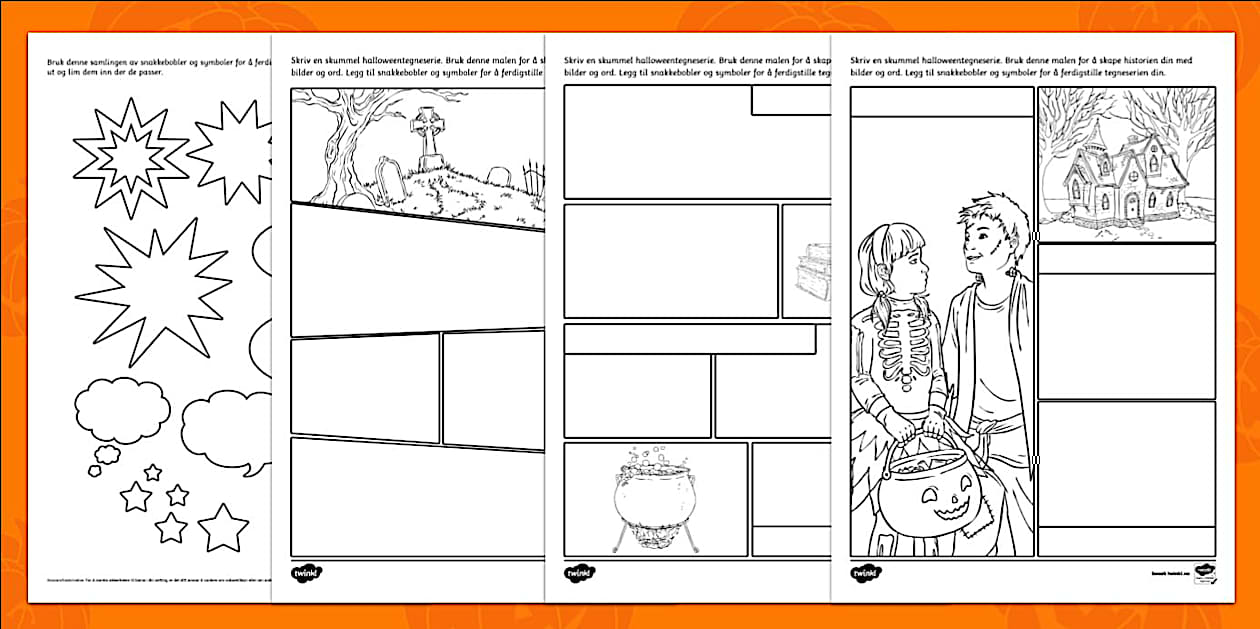 Mal til skummel halloweentegneserie (Teacher-Made) - Twinkl