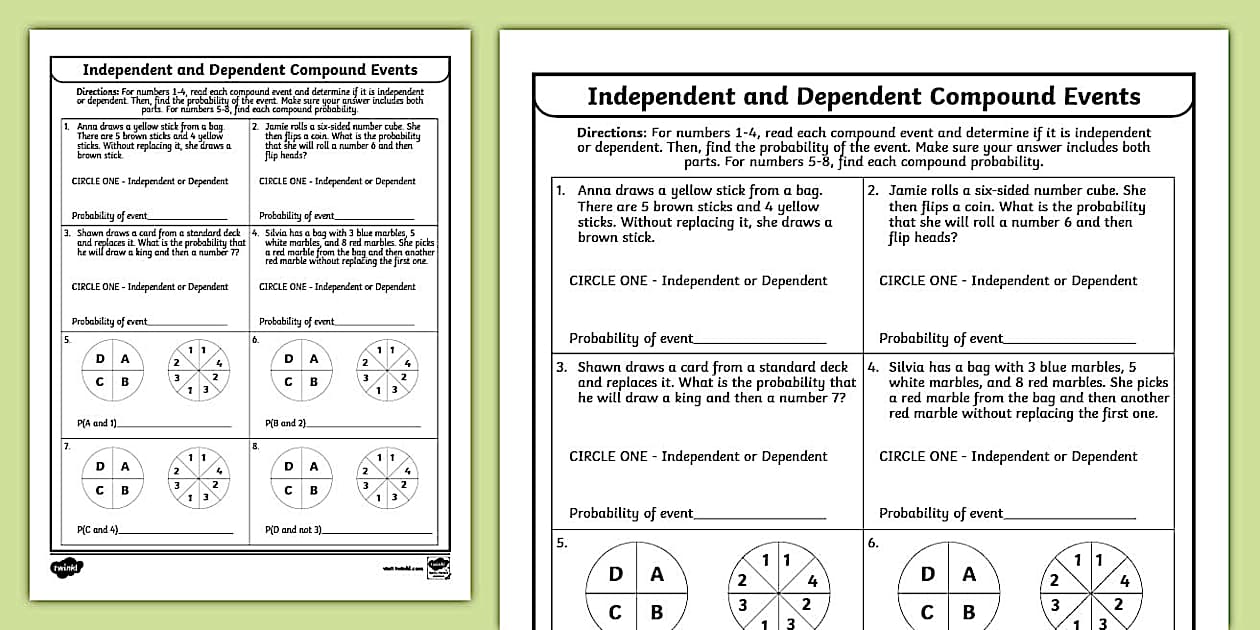 Seventh Grade Independent and Dependent Compound Events