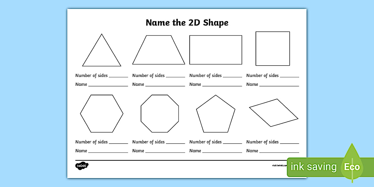 Name the 2D Shape Worksheet Names of Shapes 2D Activity