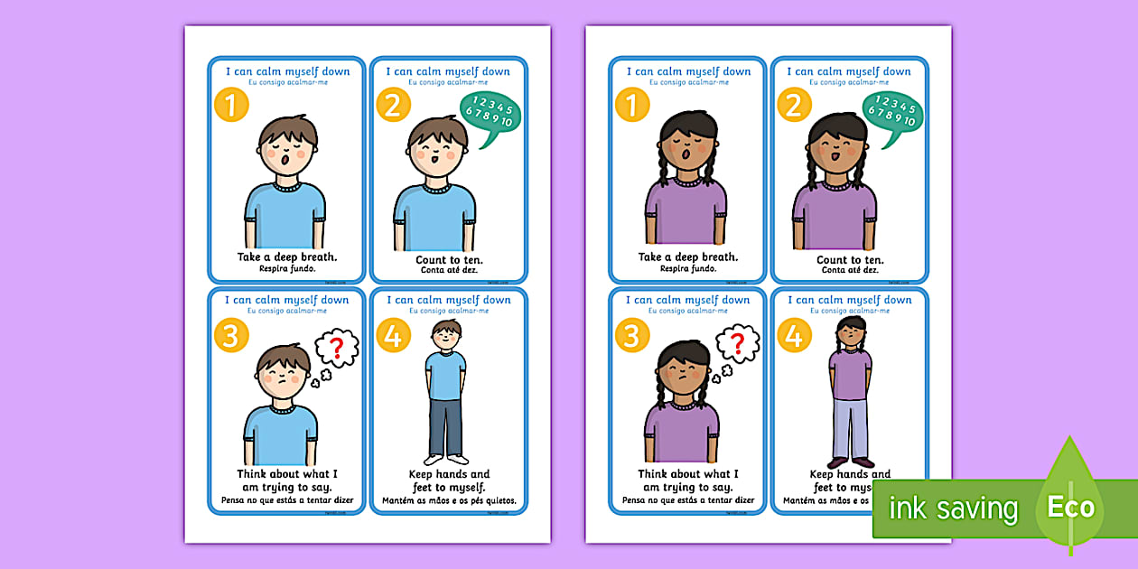 I Can Calm Myself Down Prompt Display Cards English/Portuguese
