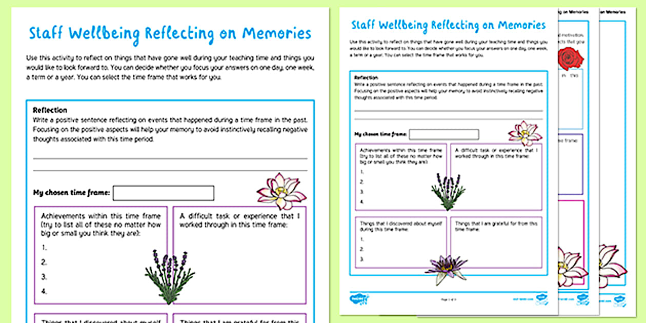 Reflecting on Memories Activity Sheet - Staff Wellbeing