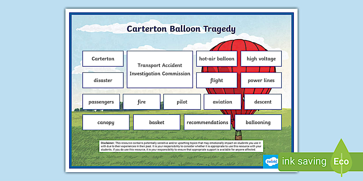 Carterton Balloon Tragedy Word Mat