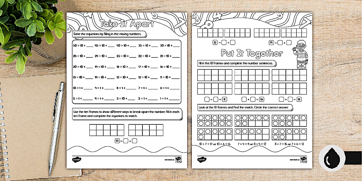 Composing and Decomposing Numbers Worksheet (teacher made)