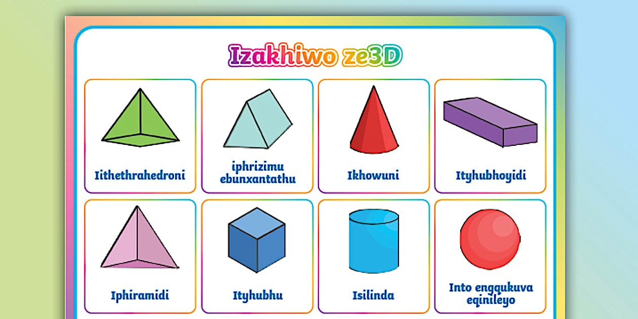 3D Shapes Word Map isiXhosa