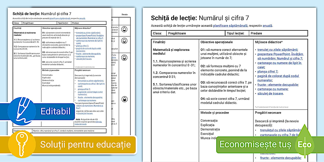 Predare Num rul i Cifra 7 Schi De Lec ie Predare num rul i cifra 7 schi de lec ie