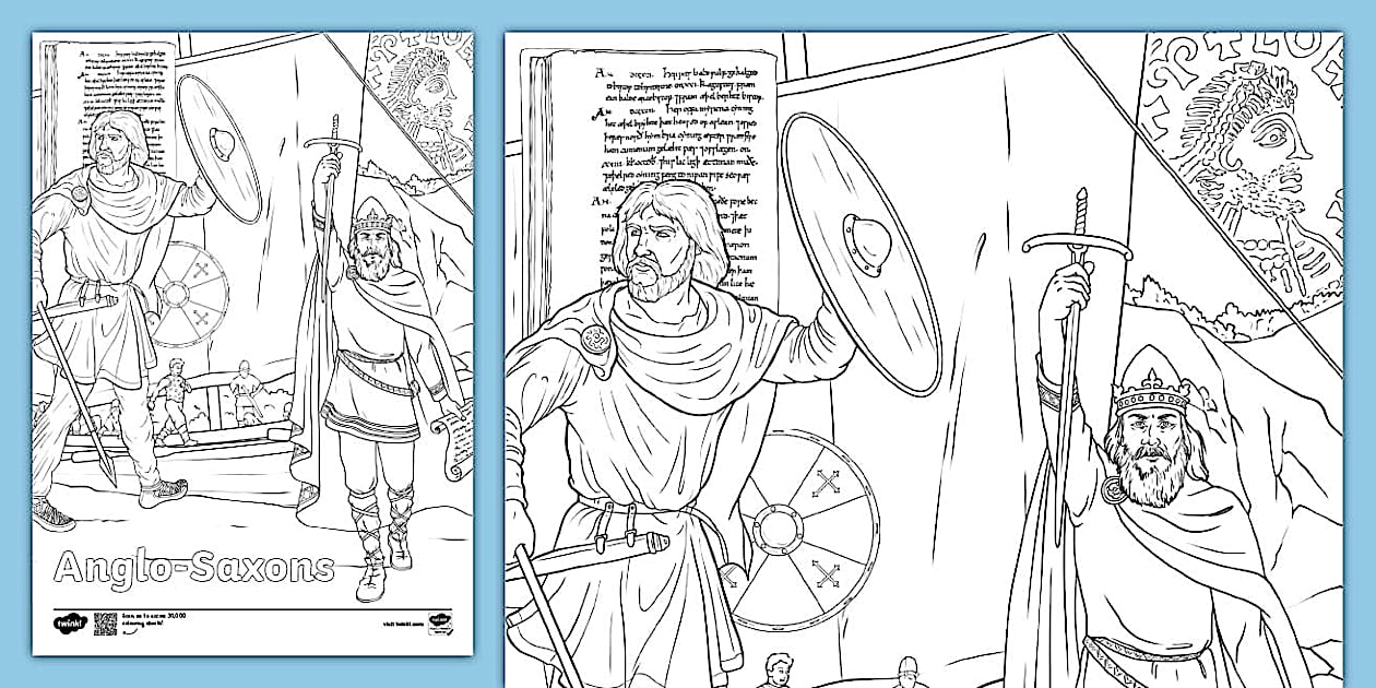Anglo-Saxon Collage Colouring Page (teacher made) - Twinkl
