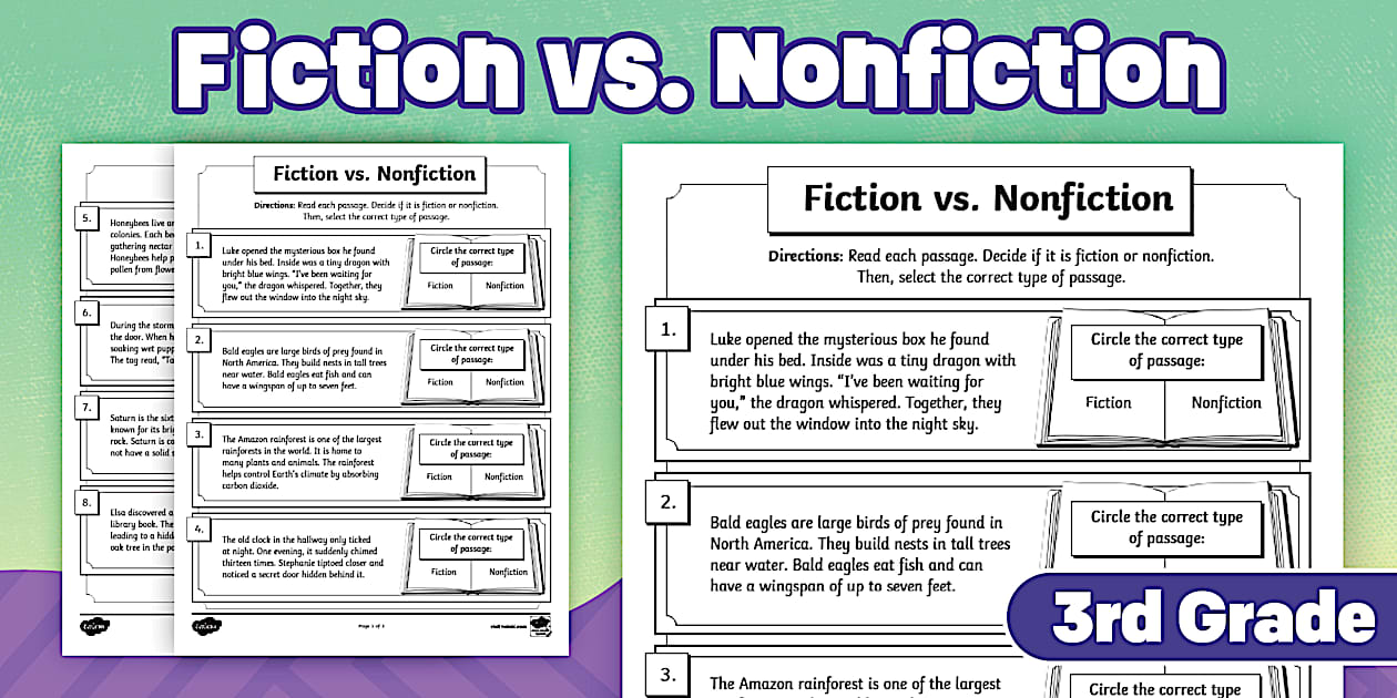 Third Grade Fiction vs. Nonfiction Worksheet