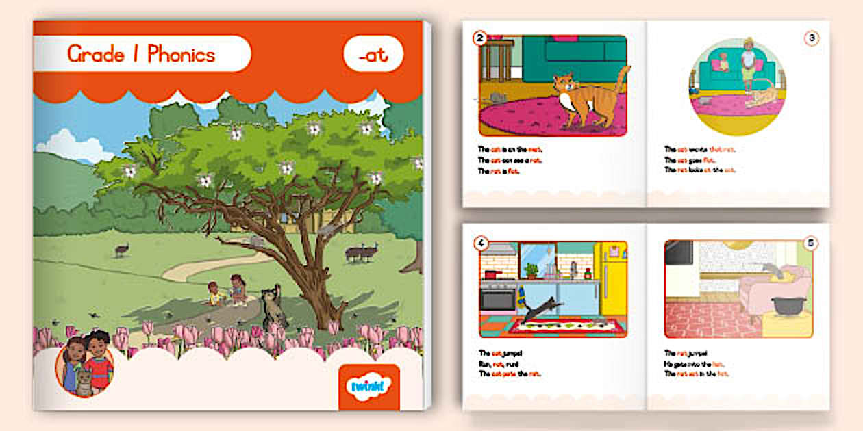 Grade 1 Phonics eBook:-at (teacher made) - Twinkl