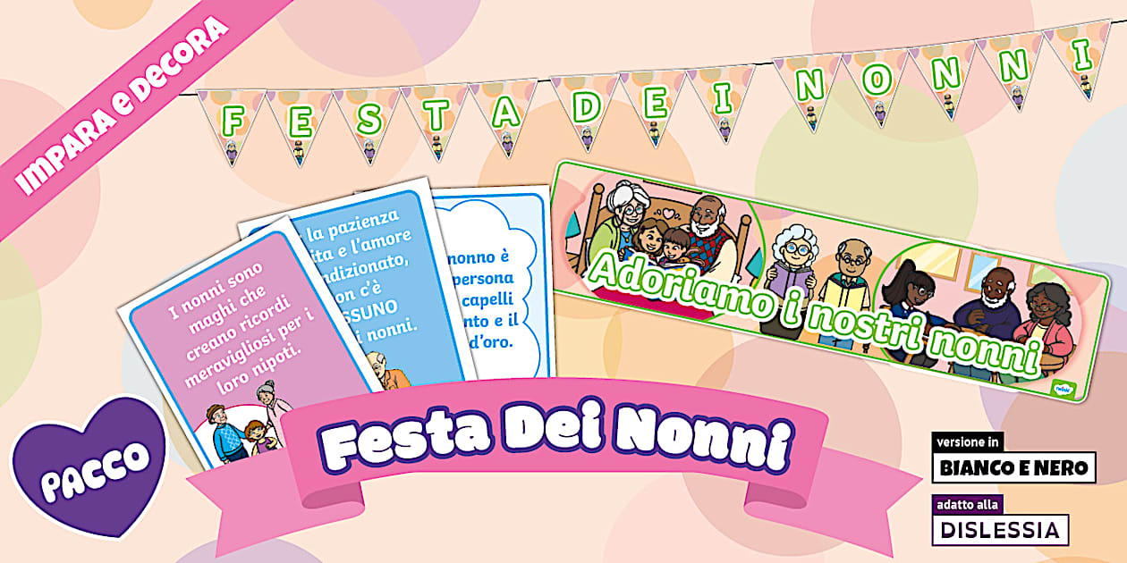 Decorazione Festa Dei Nonni | Completa Di Striscione Per Esterni, Cartelli E Addobbi Per Celebrare I Nonni - 4