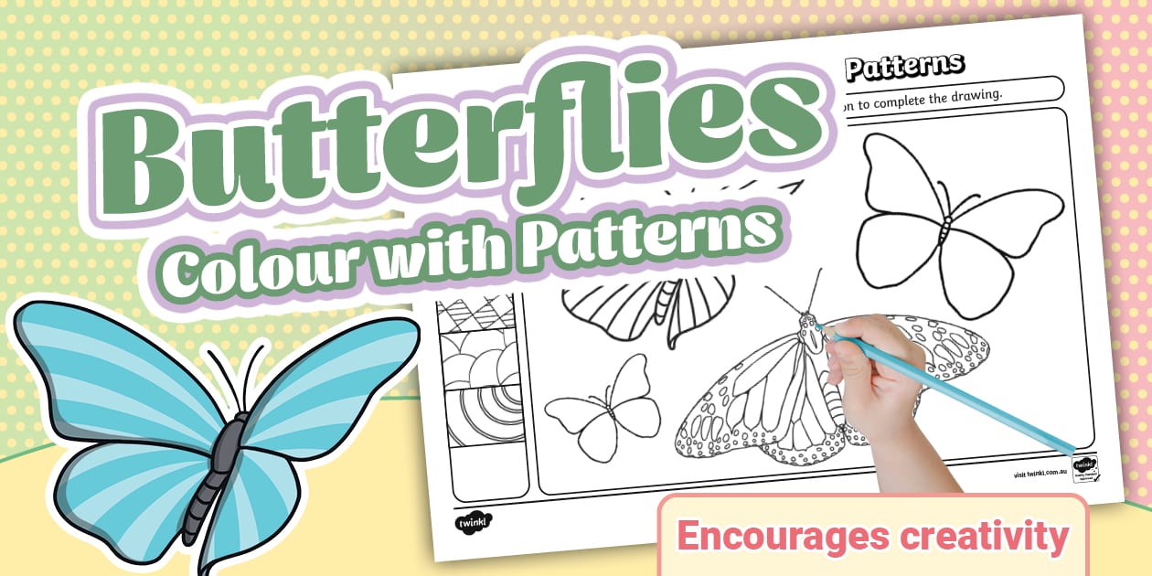 Butterflies Colour with Patterns Activity