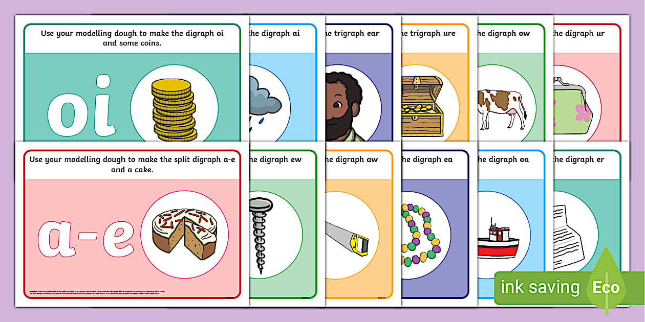 Phonics Modelling Dough Mats (Set 3) (teacher made) - Twinkl