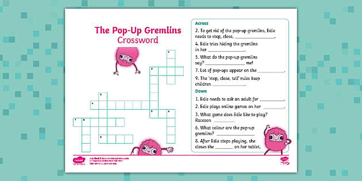 The Pop Up Gremlins Crossword (teacher made) Twinkl