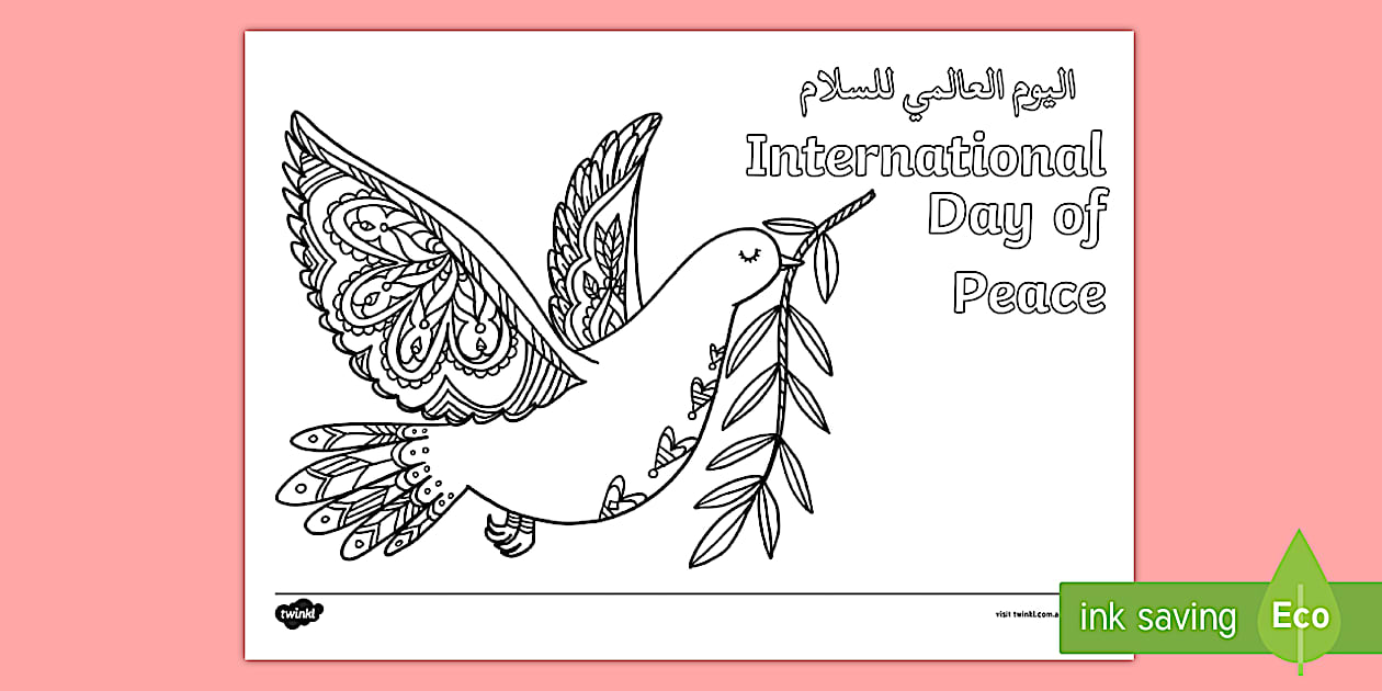 International Day of Peace Mindfulness Colouring الإنجليزية / العربية