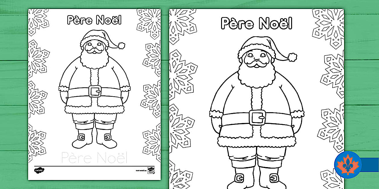 Père Noël dessin à imprimer | Coloriage festif - Twinkl