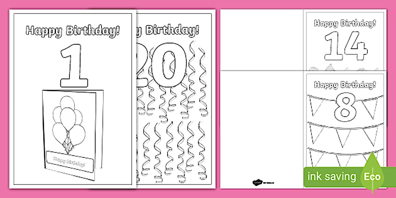 👉 Birthday Age Colouring Cards Ages 1-20 - Twinkl