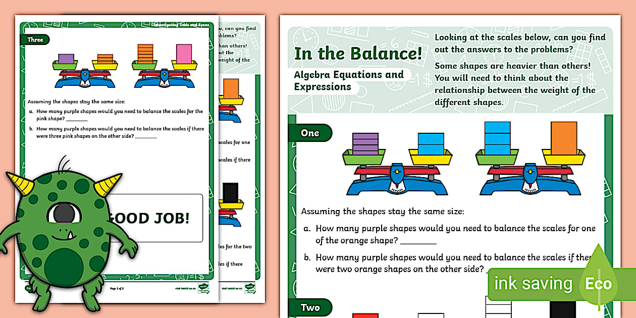 Year 3-4 In the Balance! Activity Sheet