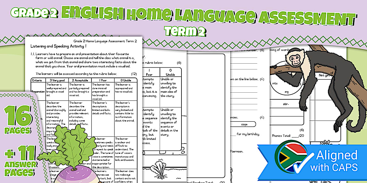 Grade 2 English Term 2- Assessment and Memorandum