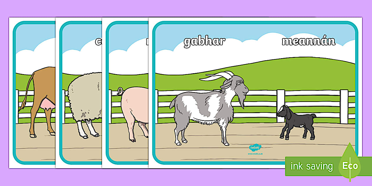On the Farm, Mothers and their Young Display Posters Gaeilge