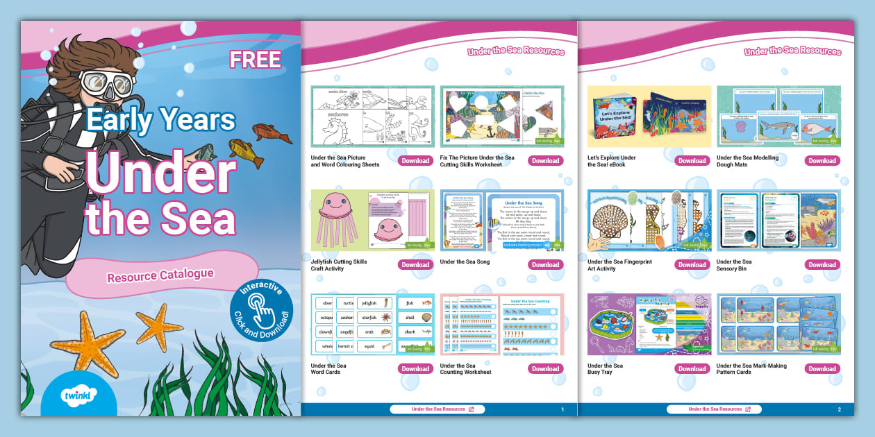 FREE Early Years Under the Sea Resource Catalogue Twinkl
