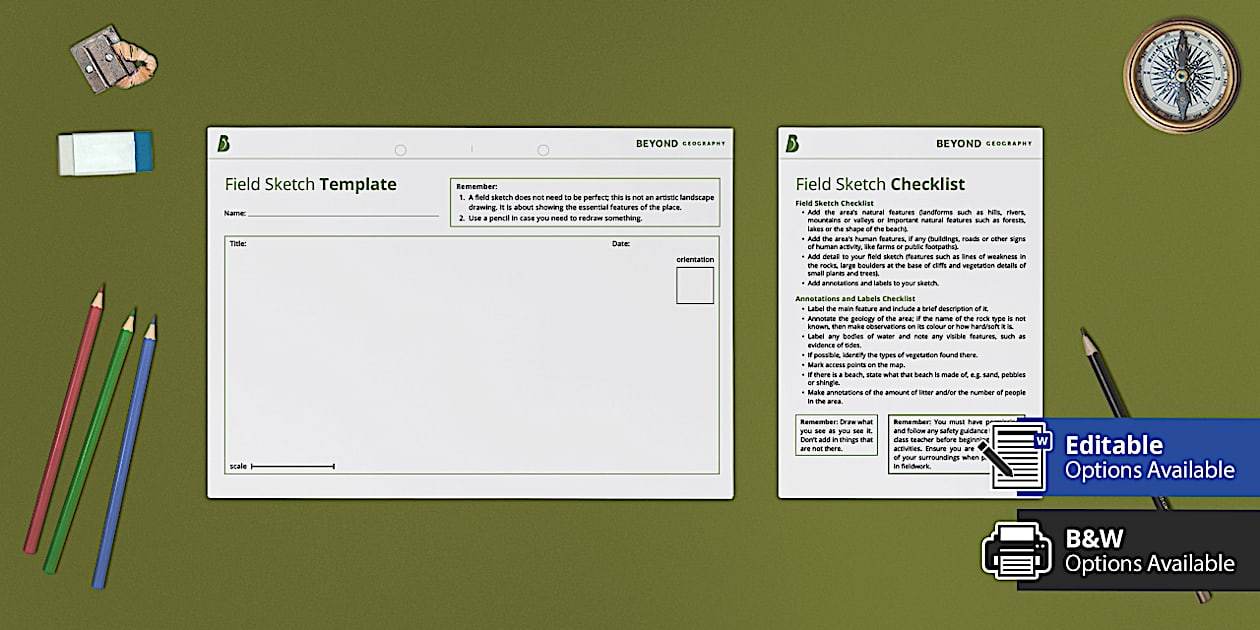 Geography Fieldwork Blank Field Sketch Template - Twinkl