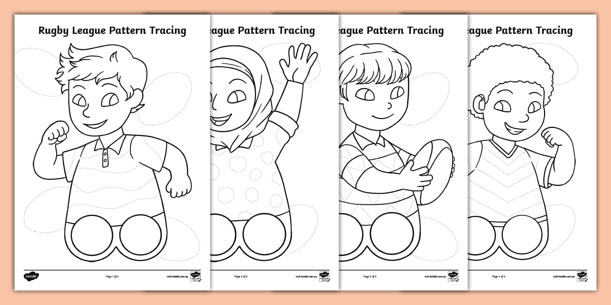 Rugby League Pattern Tracing Activity Sheets (teacher made)