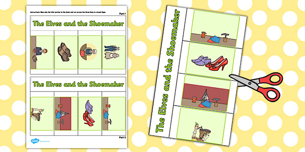 Black and White The Elves and the Shoemaker Story Writing Flap Book