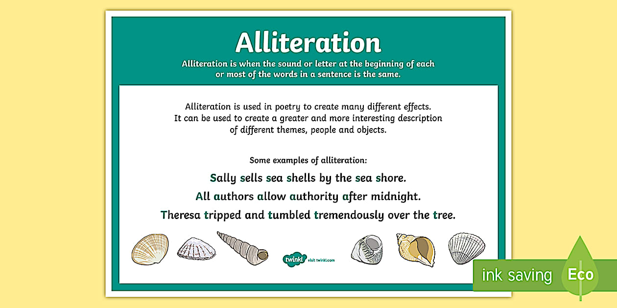 VIC Alliteration Poetry Terms A4 Display Poster Twinkl