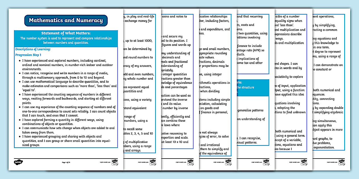 Approach Statements Math CfW Mathematics and Numeracy Descriptions of Learning Statements