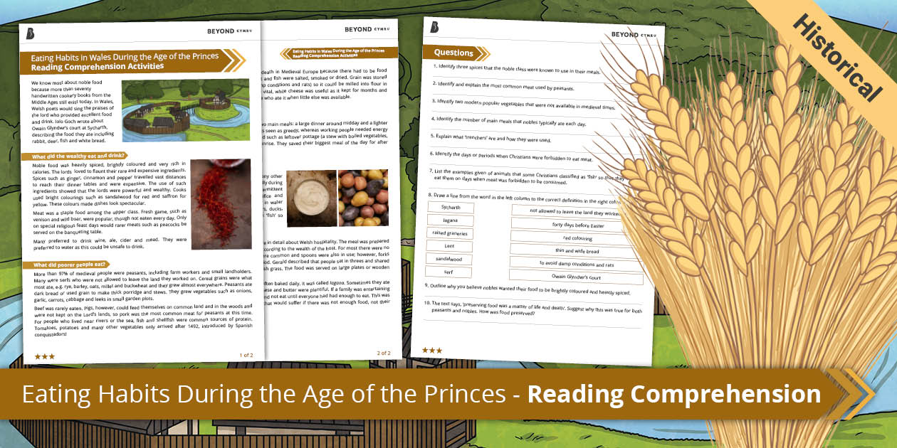 Eating Habits During the Age of the Princes - Reading Comprehension