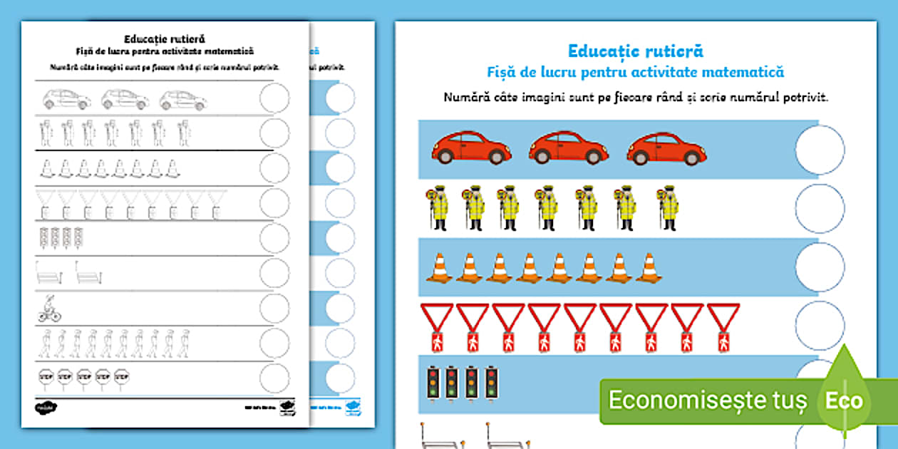 Fișă de lucru Educație rutieră Grădiniță | Twinkl România