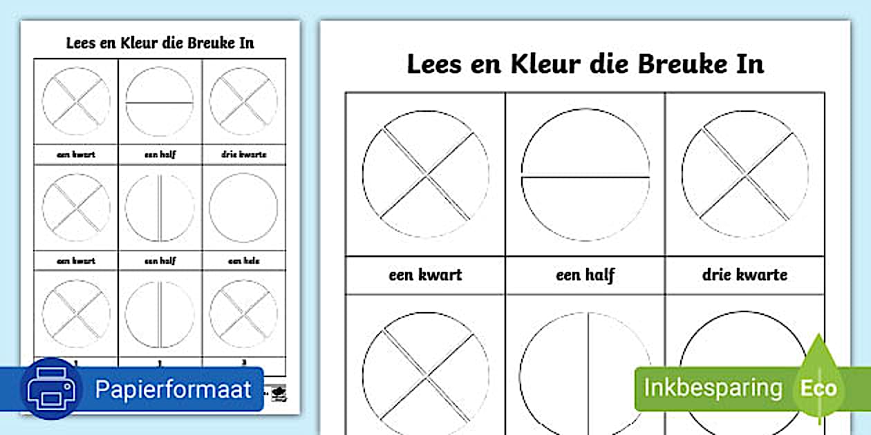 Lees en Kleur die Breuke In Werkkaart