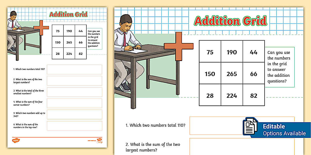 KS2 Addition Grid (Teacher-Made) - Twinkl