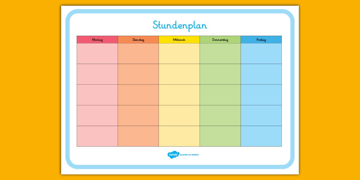 Stundenplan - Vorlage (Hecho por educadores) - Twinkl