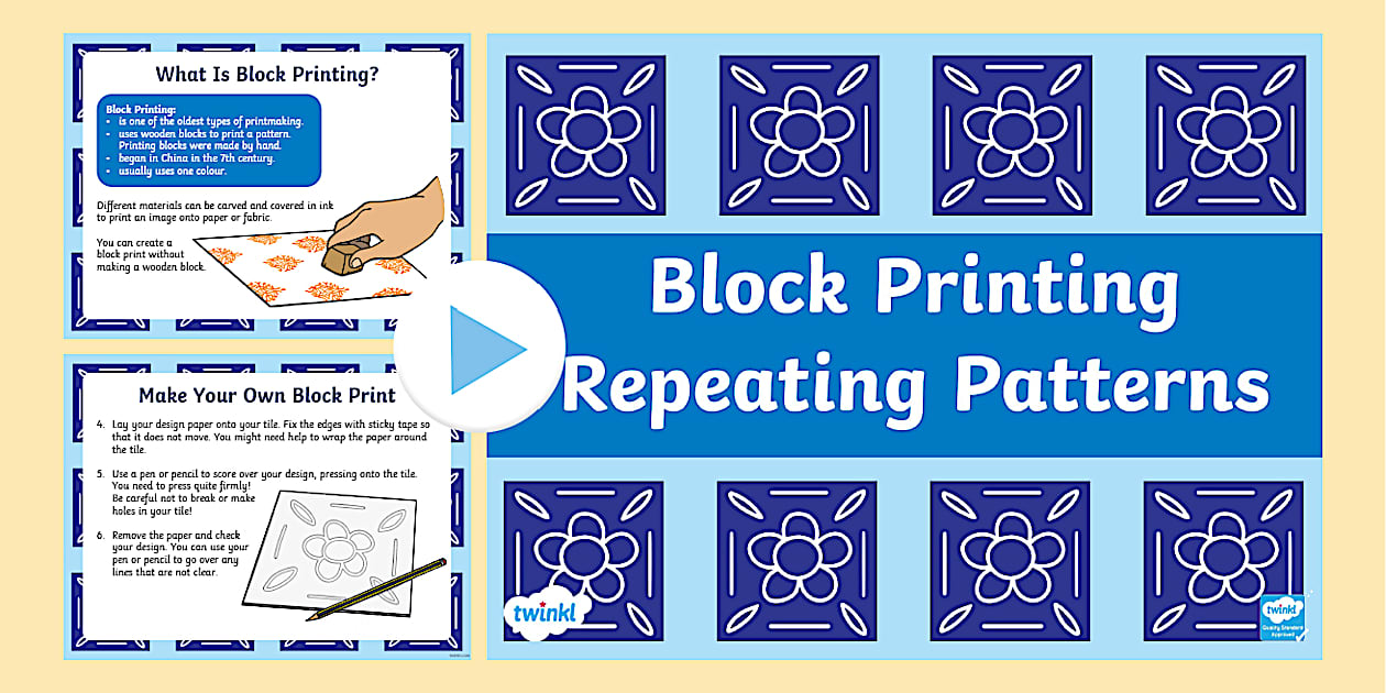 Block Printing - Repeating Patterns (teacher made) - Twinkl