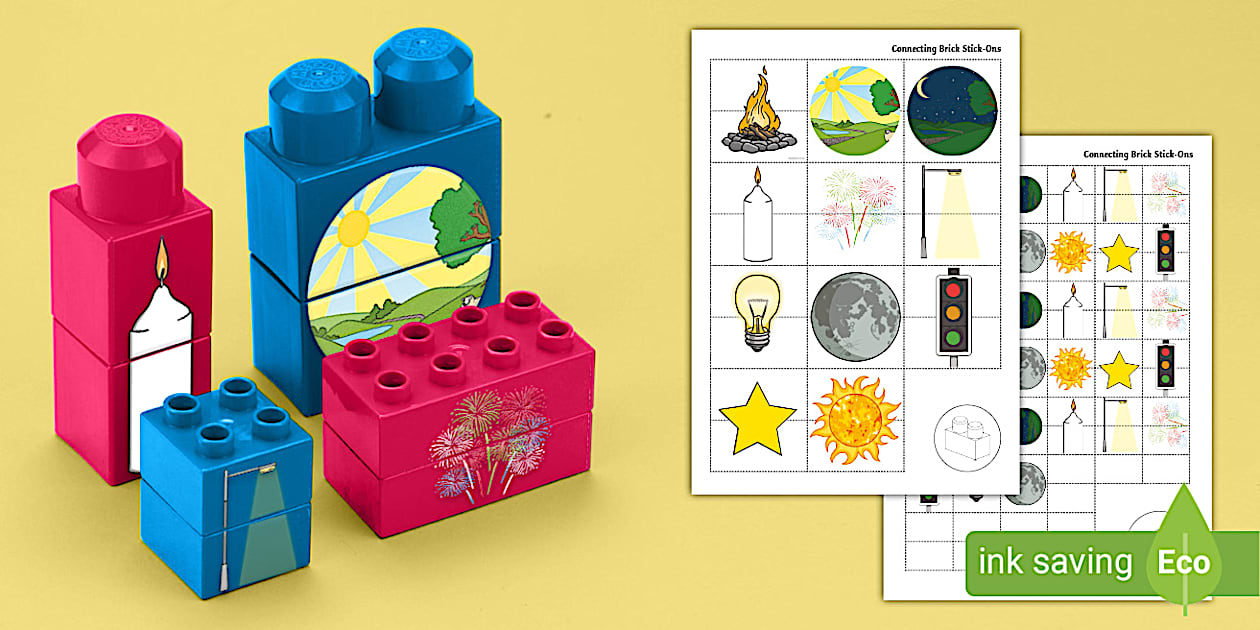 Light and Dark Matching Connecting Bricks Game - Twinkl